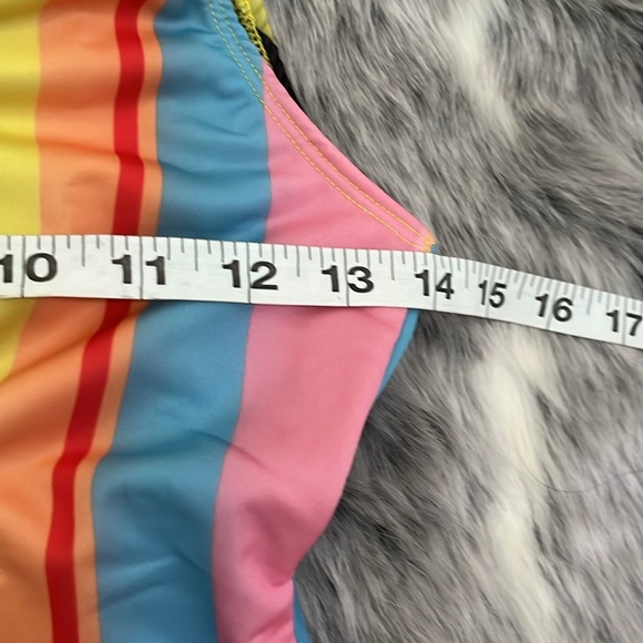 Zara stripped multicolored low back one piece swimsuit bathing suit 🩱 sz small s - Picture 5 of 8